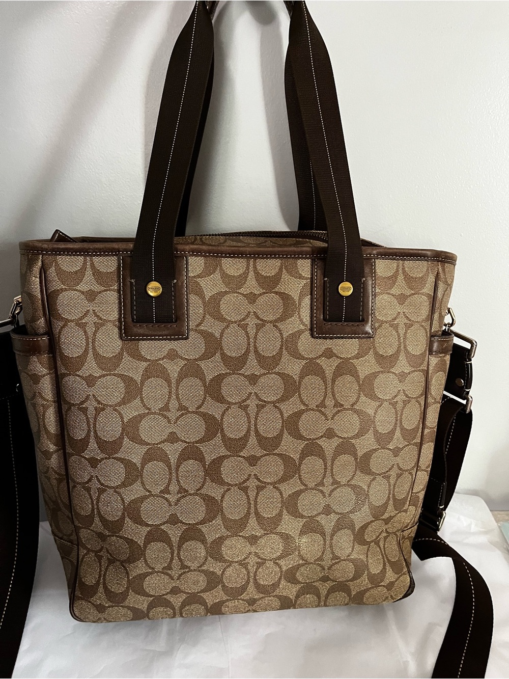 Coach Heritage Stripe Signature Tote Bag - Picture 3 of 15